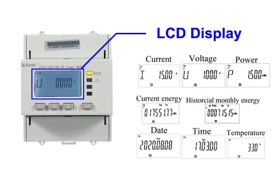 LCD display of DJSF1352-RN DC Multi-function&nbsp;Energy Meter