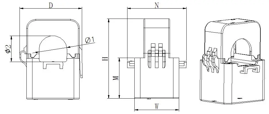 Dimension Illustration of AKH-0.66/K-φ Series Split Core Current Transformer
