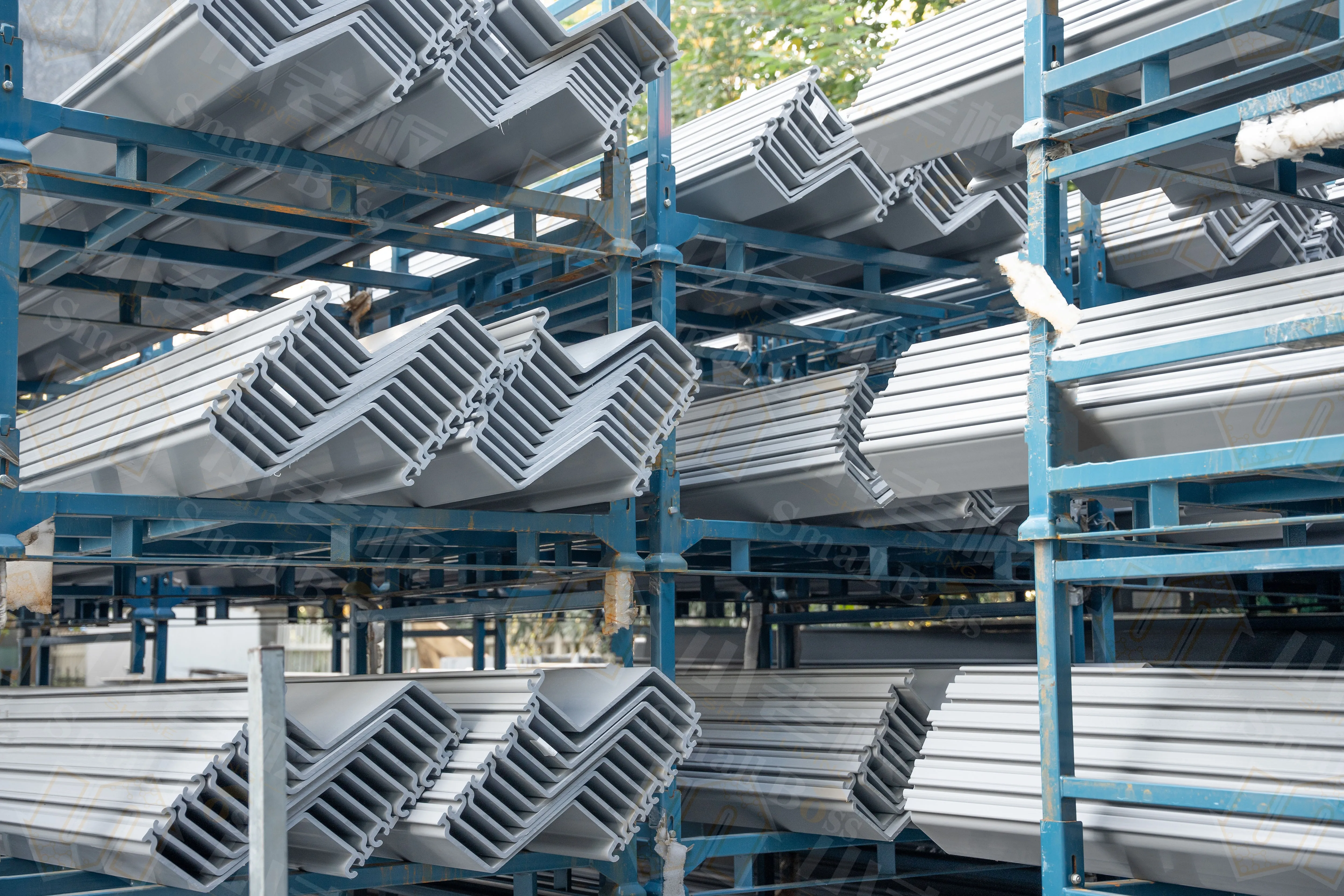 PVC sheet pile profiles from Small Boss factory — 47 models across 9 series