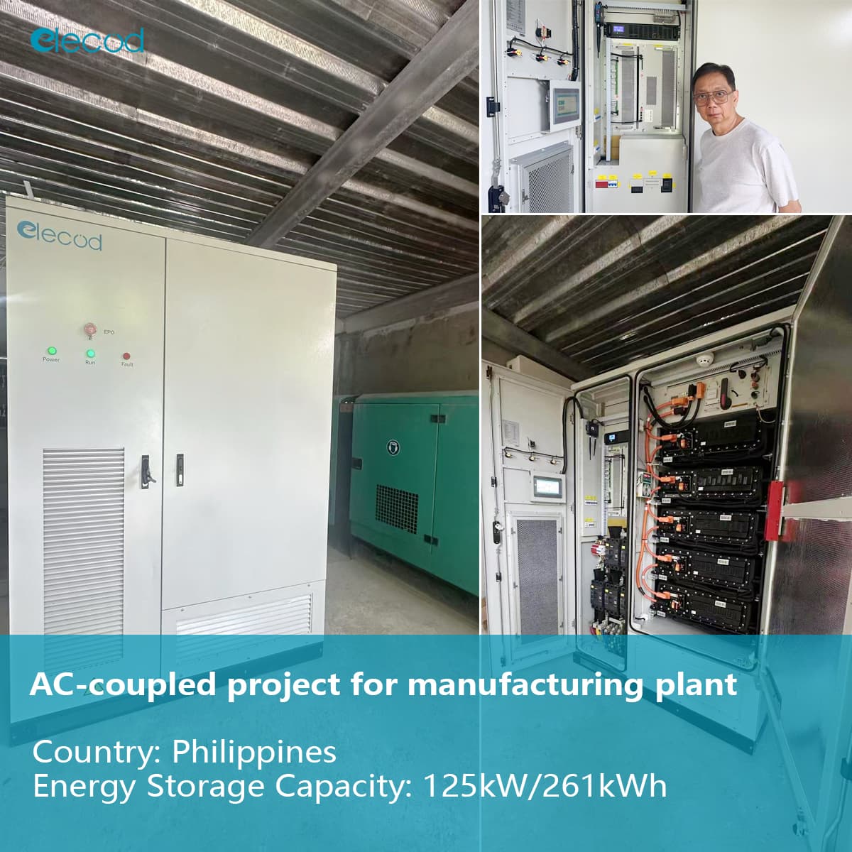 Elecod 125kW261kWh proyecto de sistema de almacenamiento de energía solar en Filipinas.