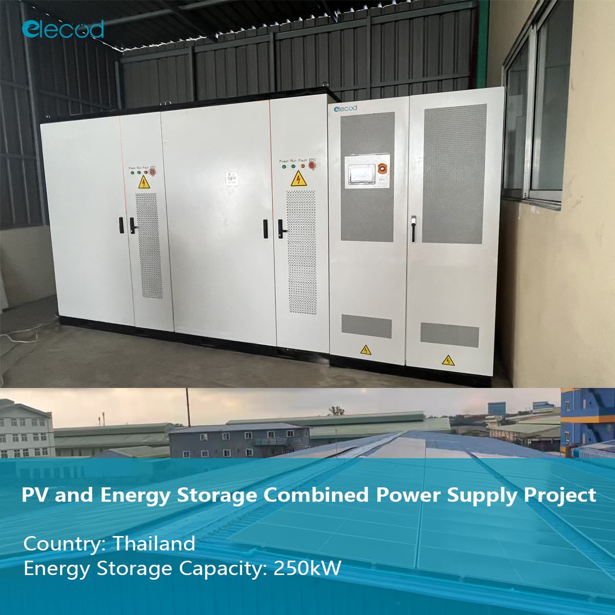 Elecod proyecto de inversor híbrido de energía solar de 250kW en Tailandia