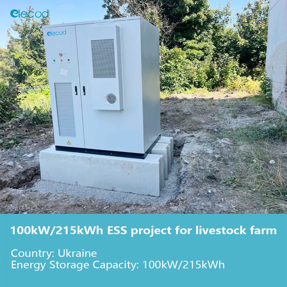 Elecod 100kW 215kWh Proyecto de sistema de almacenamiento de energía solar en Ucrania.