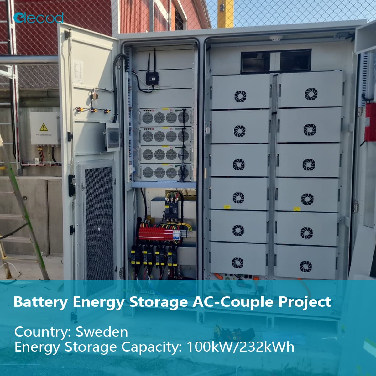 Elecod refrigeración líquida batería almacenamiento de energía proyecto de pareja de CA.