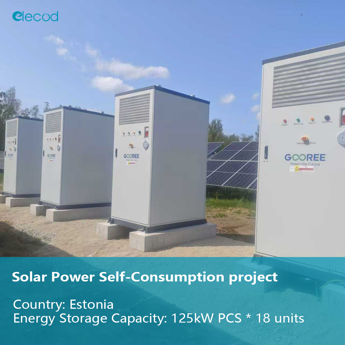 Elecod 18 unidades del proyecto PCS de 125kW en Estonia para autoconsumo de energía solar.